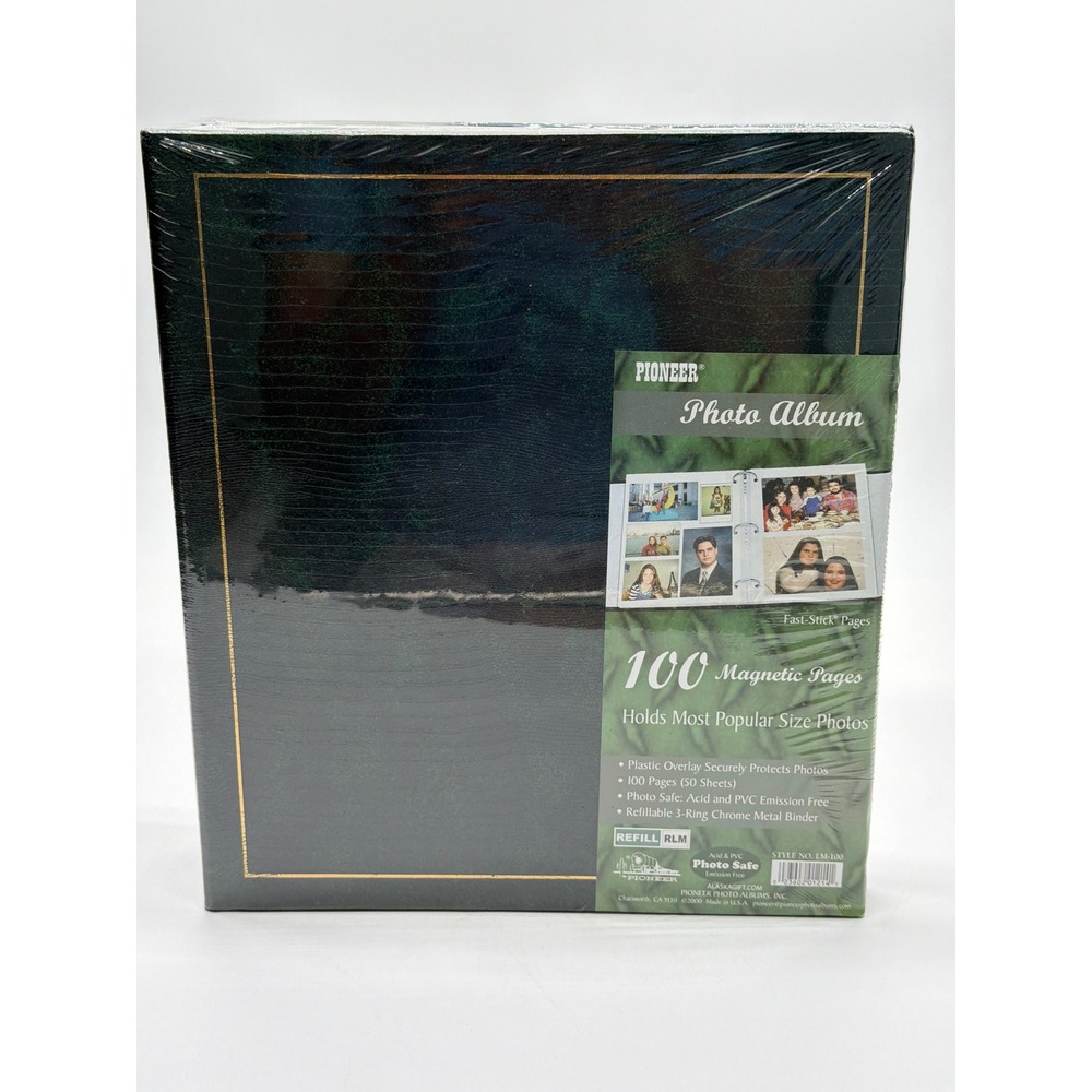 Pioneer Photo Album LM-100 Forest Green Lizard 100 Magnetic Pages 3-Ring Binder